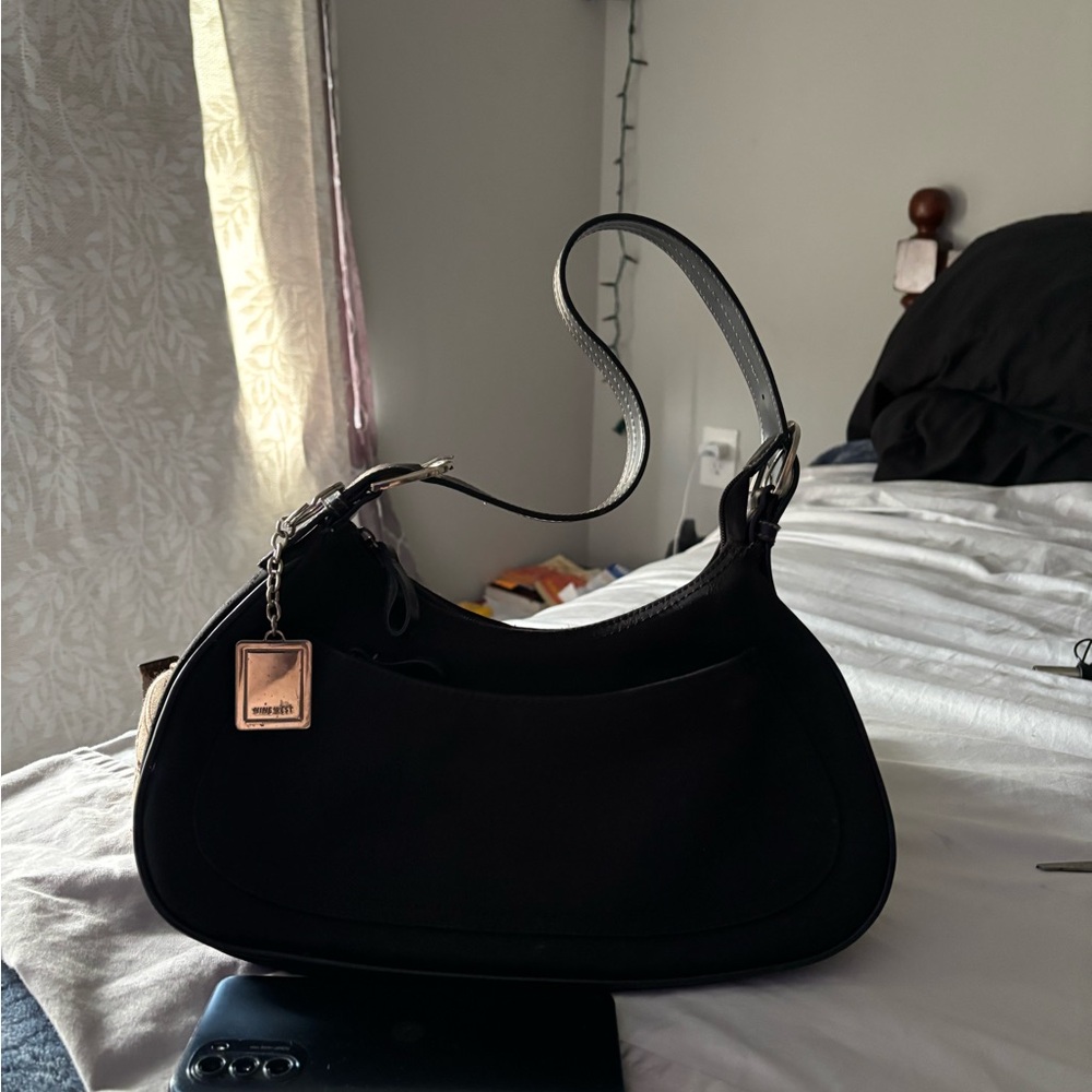 Nine West Black Hobo Shoulder Bag with Plush Texture